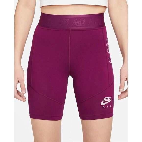 Nike Air DM6055 610 Women's Sz M Purple/Sangria Tight Fit Hi-Rise Bike Shorts - Picture 1 of 8